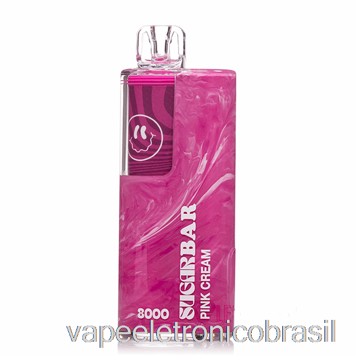 Vape Eletrônico Barra De Açúcar Sb8000 0% Zero Nicotina Creme Rosa Descartável